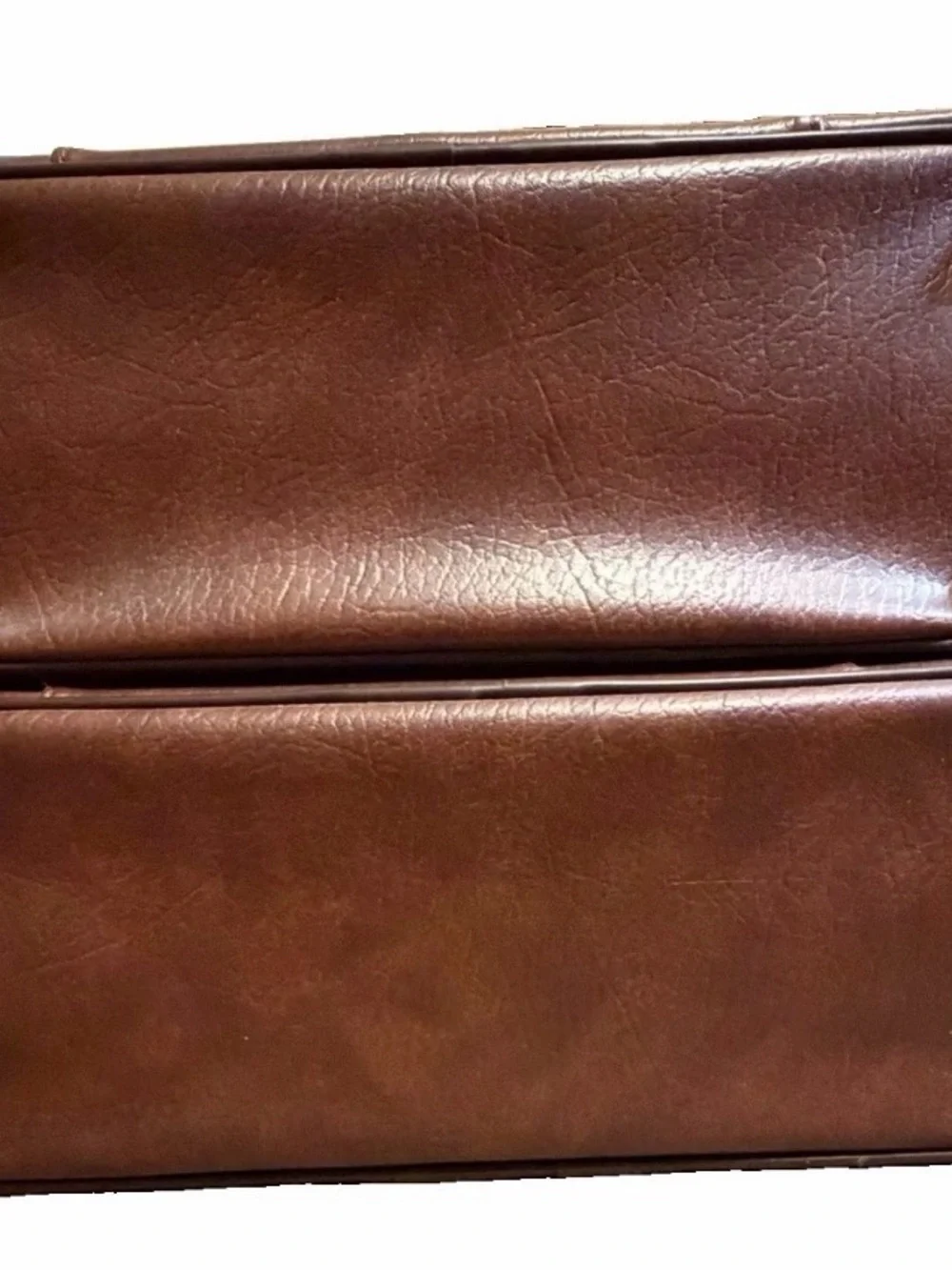 Vintage Brown Leather Suitcase Set 2 Nesting Luggage Keys Clean EUC